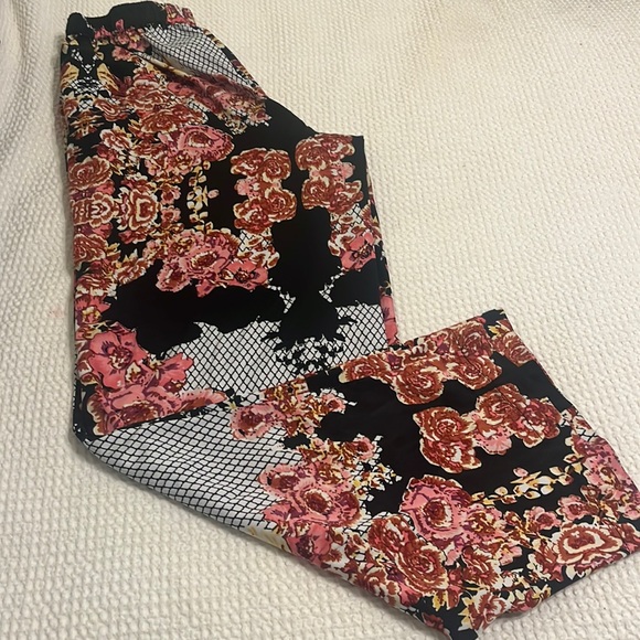 Japna Lounge Pants Women’s Size Medium Wide Leg Floral Fishnet Design Pull Up - Picture 1 of 8